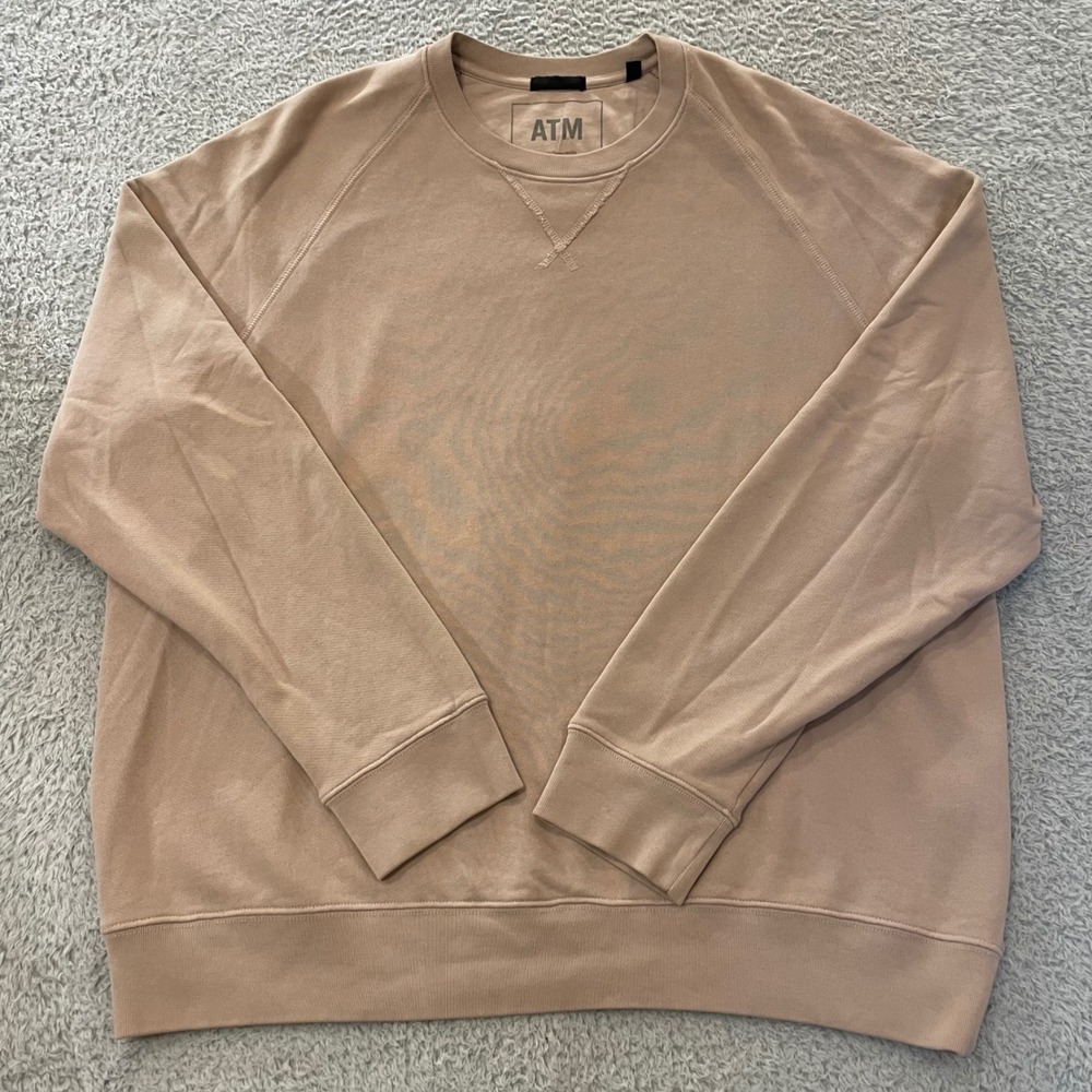 ATM Anthony Thomas Melillo French Terry Sweatshirt Mens L Pink Beige Oversized